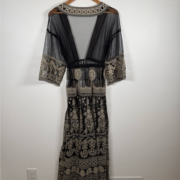 Soft Surroundings Sheer Lace Embroidered Kimono Robe‎ Coverup Gown - Picture 7 of 7